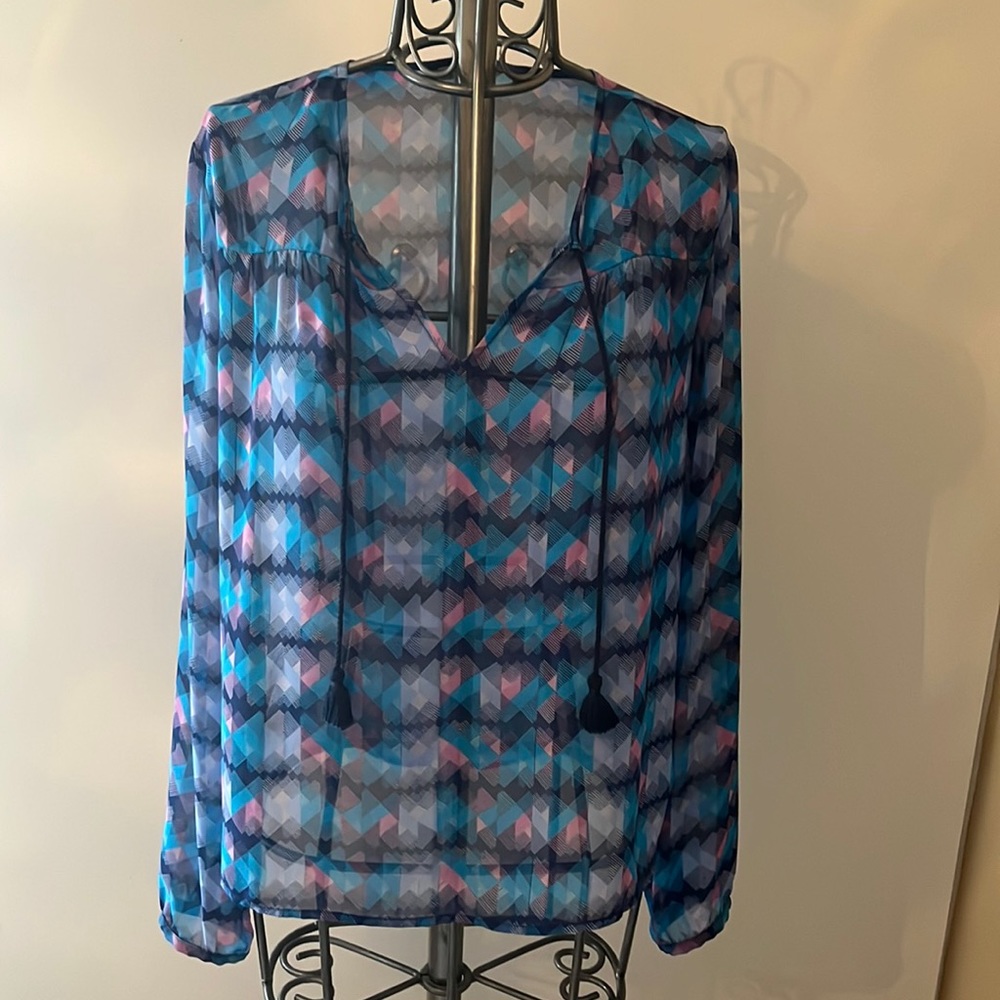 Sheer tassel shirt by decree marked medium but fits small